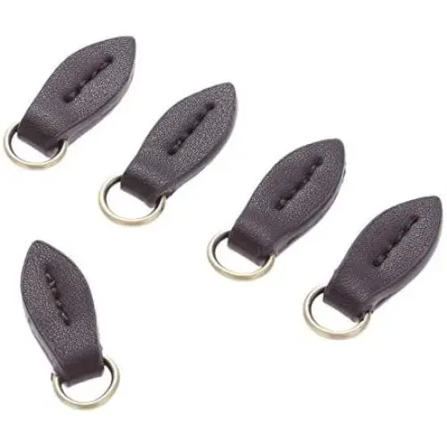Leather Zip Puller, Leaf Shape Zipper Tags Fixer Pull, Replacement Heads Pendant for Handbags Bags, Broken Jacket Repair, Coffee Leather Zip Puller, Leaf Shape Zipper Tags Fixer Pull, Replacement Heads Pendant for Handbags Bags, Broken Jacket Repair, Coffee