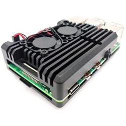 DS. DISTINCTIVE STYLE Heatsink Metal Case with Dual Cooling Fans Compatible with Raspberry Pi 4