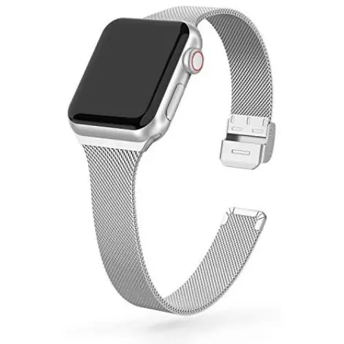 SWEES Compatible with iWatch 38mm 40mm 42mm 44mm, Stainless Steel Metal Narrow Small Soft Thin Replacement Compatible for iWatch Series 6 5 4 3 2 1 SE Women Men, Black, Champagne, Silver, Rose Gold SWEES Compatible with iWatch 38mm 40mm 42mm 44mm, Stainless Steel Metal Narrow Small Soft Thin Replacement Compatible for iWatch Series 6 5 4 3 2 1 SE Women Men, Black, Champagne, Silver, Rose Gold