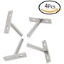 SpzcdZa 4pcs Floating Shelf Brackets 4 Inch Length Blind Shelf Supports Metal Hidden Concealed Invisible Shelf Support for Wall Shelving Bracket