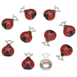 Craftdady 10Pcs Enamel Ladybug Pendants 18.5x12.5mm Metal Flying Insect Animal Charms for Jewelry Making Hole: 2mm