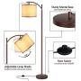 Rottogoon Floor Lamp for Living Room, LED Standing Lamp with 2 Lamp Shades Tall Industrial Floor Lamp Reading for Bedroom, Office (9W LED Bulb, Beige & White Shades Included) -Oil-Rubbed Bronze