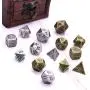 Jovitec 14 Pieces Metal Solid Zinc Alloy Game D&D Dices Set Durable Polyhedral Dice with Printed Numbers and Velvet Storage Bags for Game, Dungeons and Dragons, RPG, Math Teaching (B)