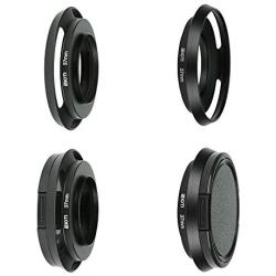 SIOTI Filmy Wide Angle Vented Metal Lens Hood with Cleaning Cloth and Lens Cap Compatible with Leica/Fuji/Nikon/Canon/Samsung Standard Thread Lens