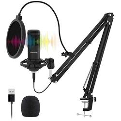 USB Streaming Microphone Kit, Stilnend Professional 192KHZ/24Bit Studio Cardioid Condenser Mic Kit with Sound Chipset Boom Arm Shock Mount Pop Filter, for PC Karaoke Skype Youtuber Gaming Recording