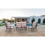 Kullavik 4 Pieces Patio Furniture Set Outdoor Conversation Set Steel Frame Sectional Chat Sofa with 4 Seats, 4 Cushions & 1 Tempered Glass Coffee Table, Sand