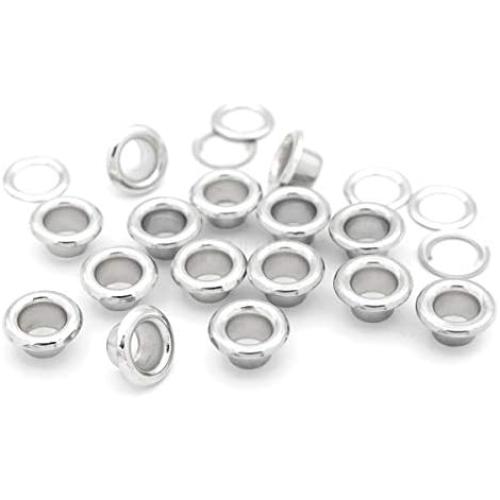 CRAFTMEMORE 300 Pack 1/4'' (7mm) Hole Aluminium Grommets Eyelets with Washers Avail 3 Sizes for Shoes, Bead Cores, Clothes, Leather, Canvas (1/4'' (7mm))