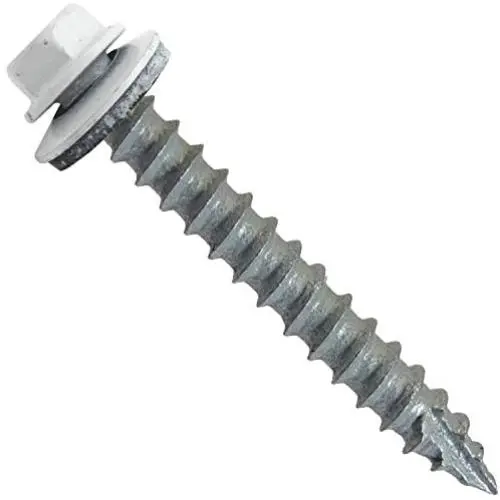 #14 Metal Roofing Screws: (250) Screws x 2'' Brite White Hex Head Sheet Metal Roof Screw. Self Starting/Tapping Metal to Wood Sheet Metal siding Screws - EPDM Washer. for Corrugated Roofing