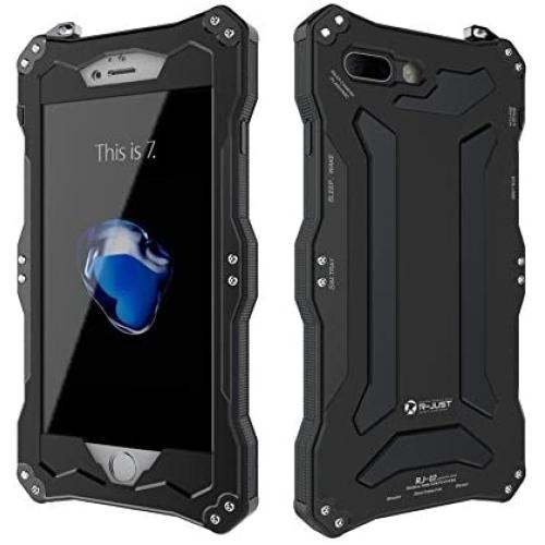 Bpowe for iPhone 7 Plus Case,Gorilla Glass Aluminum Metal Premium Protection Shockproof Military Bumper Heavy Duty Sturdy Protective Cover Shell Case for iPhone 7 Plus 5.5 inch (Black)