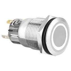 ESUPPORT Stainless Steel 12V 5A Car Auto Boat White Angel Eye LED Light Lamp Metal Push Button Rocker Toggle Switch On Off