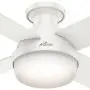 HUNTER 59242 Dempsey Indoor Low Profile Ceiling Fan with LED Light and Remote Control, 52'', White