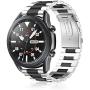 Fintie Bands Compatible with Samsung Galaxy Watch 3 45mm, Solid Stainless Steel Metal Bracelet Strap Replacement Wrist Band, Black&Silver