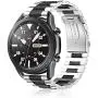 Fintie Bands Compatible with Samsung Galaxy Watch 3 45mm, Solid Stainless Steel Metal Bracelet Strap Replacement Wrist Band, Black&Silver