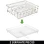mDesign Large Metal Wire Kitchen Countertop, Sink Dish Drying Rack - Removable Plastic Cutlery Tray, Drainboard with Adjustable Swivel Spout - 3 Pieces - Satin/Clear Frost