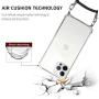 Crossbody Case for iPhone 12 Pro Max 6.7'',iPhone 12 Pro Max Phone Case,YESPURE Clear TPU Soft iPhone 12 Pro Max Case Holder with Neck Cord Lanyard Strap-Clear - Black + White Metal Leather Rope