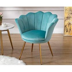 Chairus Living Room Chair, Mid Century Modern Retro Leisure Velvet Accent Chair with Golden Metal Legs, Vanity Chair for Bedroom Dresser, Upholstered Guest Chair(Light Green)