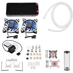 Computer Cooling Kit,DIY 240mm Cooler CPU/GPU Block Pump Reservoir LED Fan Heat Sink Compputer Water Cooling Kit Improve Heat Dissipation Experience Protect CPU