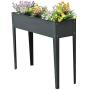 Outsunny 40'' x 12'' x 32'' Metal Raised Garden Bed Planter Box - Dark Grey