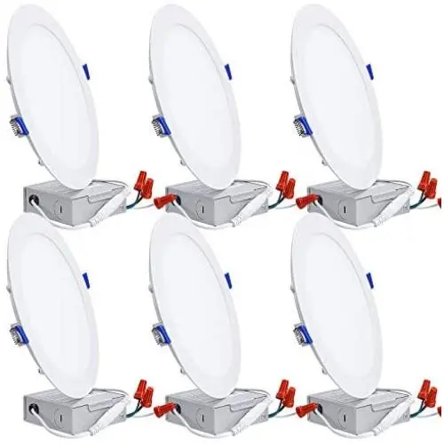 TORCHSTAR Basic Series 18W 8 Inch Recessed Lights with Junction Box, Dimmable Ultra Thin LED Downlight, 120W Eqv., ETL & Energy Star Listed, 3000K Warm White, 5 Years Warranty, Pack of 6 TORCHSTAR Basic Series 18W 8 Inch Recessed Lights with Junction Box, Dimmable Ultra Thin LED Downlight, 120W Eqv., ETL & Energy Star Listed, 3000K Warm White, 5 Years Warranty, Pack of 6