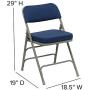 Flash Furniture HERCULES Series Premium Curved Triple Braced & Double Hinged Navy Fabric Metal Folding Chair
