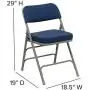 Flash Furniture HERCULES Series Premium Curved Triple Braced & Double Hinged Navy Fabric Metal Folding Chair