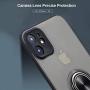 OiOMGin iPhone 11 Embedded 360 Ring Holder Case, Lens Hole Protection Case, Hard Semilucent Translucent Matte Skin Back Soft Rubber Side iPhone 11 6.1inch[Built-in Ring+Lens Hole Protection]-Black