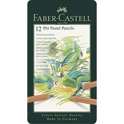 Faber-Castel FC112112 Pitt Pastel Pencils in A Metal Tin (12 Pack), Assorted