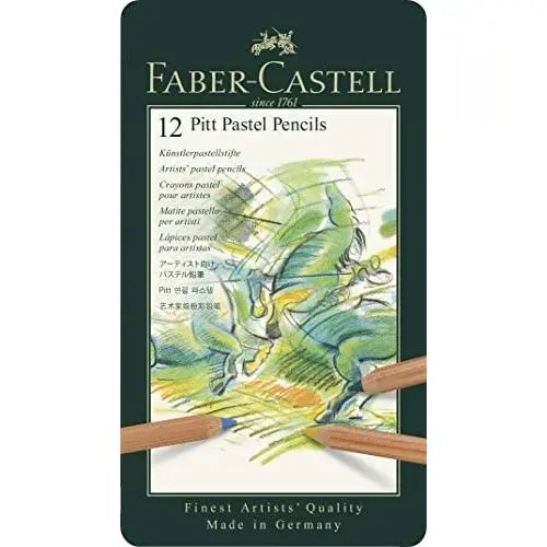 Faber-Castel FC112112 Pitt Pastel Pencils in A Metal Tin (12 Pack), Assorted Faber-Castel FC112112 Pitt Pastel Pencils in A Metal Tin (12 Pack), Assorted
