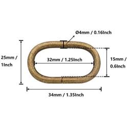 BIKICOCO 1-1/4 Metal Oval Ring Buckle Loops Non Welded for Leather Purse Bags Handbag Straps, Bronze - Pack of 10