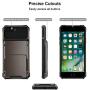 VEGO Compatible for iPhone SE 2nd Generation Case, iPhone 6 6s 7 8 Case, Wallet Card Holder Dual Layer Slot Hidden Flip Back Pocket Hybrid Hard Shell Back Rubber Bumper Cover Case 4.7 inch, Gun Metal