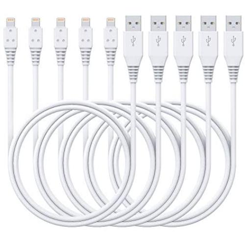 iPhone Charger Cable 6ft 5Pack,iPhone Cable 6 Foot Ailawuu iPhone Cord Sync USB Fast Charging Compatible with iPhone 11/11 Pro/Pro Max/X/XS Max/XR/8/8 Plus/7/7 Plus/iPad/iPod (White)