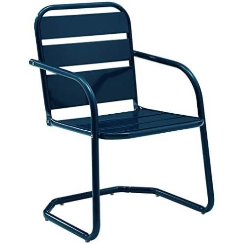 Crosley Furniture CO1030-NV Brighton Retro Metal Chair, Set of 2, Navy