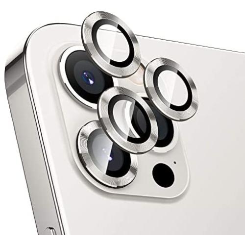 Hoerrye For Iphone 12 Pro Max Camera Lens Protector, Metal Full Cover + Tempered Glass Circle Screen Protection For Iphone 6.7 Accessories - Silver