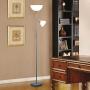 Adjustable Silver Floor Lamp with Reading Light by Light Accents - Susan Modern Standing Lamp for Living Room/Office Lamp 72'' Tall - 150-watt with Side Reading Light Corner Lamp (Silver)