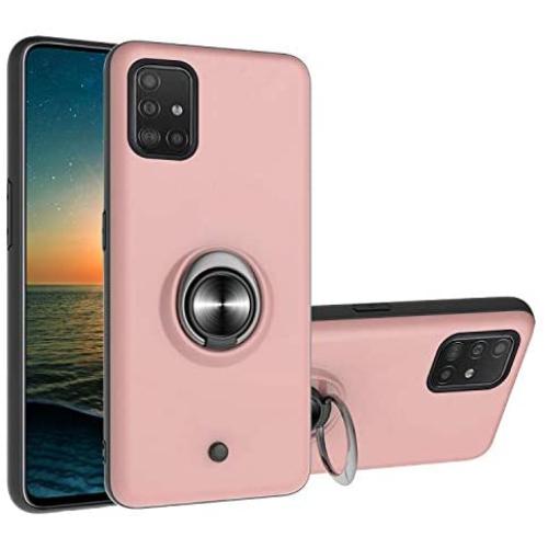 Case for Galaxy A51 (Not Fit A51 5G Version),360 Metal Rotating Ring Kickstand [Work with Magnetic Car Mount] , Hybrid Slim Fit Hard Back Shockproof Protective Compatible with Galaxy M40S Cover -Pink