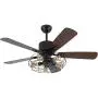 Retro Industrial Ceiling Fan Light 52 Inch 5-Lights E27 Fixture for Restaurant Living Room Bedroom Create Iron Cage Rustic Style (52'' Retro Industrial) (Retro Industria Cage) Retro Industrial Ceiling Fan Light 52 Inch 5-Lights E27 Fixture for Restaurant Living Room Bedroom Create Iron Cage Rustic Style (52'' Retro Industrial) (Retro Industria Cage)