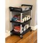 MaxWorks 80774 3-Shelf Utility Plastic Cart with Wheels-225 Lbs Maximum Capacity