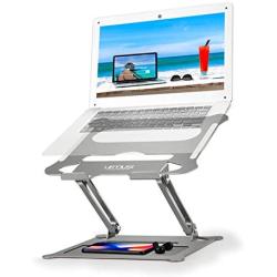 Urmust Laptop Notebook Stand Holder, Ergonomic Adjustable Ultrabook Stand Riser Portable Compatible with MacBook Air Pro, Dell, HP, Lenovo Light Weight Aluminum Up to 15.6&(Gray)