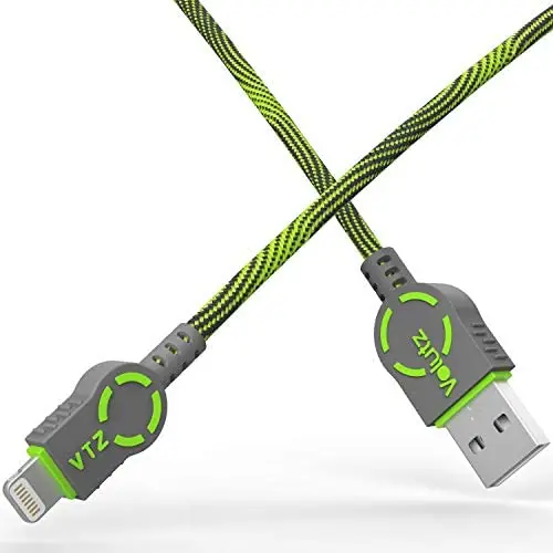 iPhone Lightning Cable, Volutz MFi Certified Apple Charger Cord, Fast Charging 6ft Nylon Braided, Compatible with iPhone 11 pro Xs Max X XR 8 iPad ArmorCord Series (Moss-Green) iPhone Lightning Cable, Volutz MFi Certified Apple Charger Cord, Fast Charging 6ft Nylon Braided, Compatible with iPhone 11 pro Xs Max X XR 8 iPad ArmorCord Series (Moss-Green)