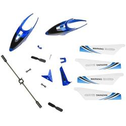 Syma S107 Full Replacement Parts Set for Syma S107 RC Helicopter, Syma Head Cover S107G-01, Syma Main Blades S107G-02, Syma Tail Decorations S107G-03, Syma Connect Buckle x2 S107g-04, Syma Balance Bar S107G-05, Syma Tail Blade S107G-06 - Blue set