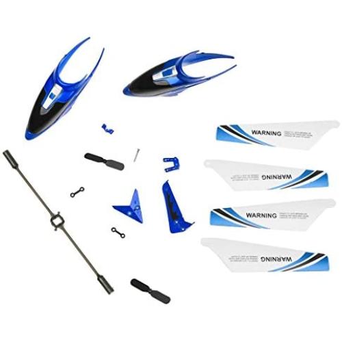 Syma S107 Full Replacement Parts Set for Syma S107 RC Helicopter, Syma Head Cover S107G-01, Syma Main Blades S107G-02, Syma Tail Decorations S107G-03, Syma Connect Buckle x2 S107g-04, Syma Balance Bar S107G-05, Syma Tail Blade S107G-06 - Blue set