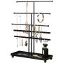 MyGift 5 T-Bar Modern Black Metal Jewelry Organizer for Bracelets, Necklaces and Earrings with Ring Tray