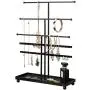 MyGift 5 T-Bar Modern Black Metal Jewelry Organizer for Bracelets, Necklaces and Earrings with Ring Tray