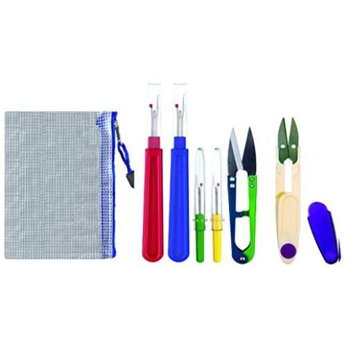 Ultima 6 Piece Colorful Seam Ripper/Nipper Set w/Carry case - 4 Stitch Rippers (2 Large & 2 Small), 1 Metal Nipper/Clipper, 1 Nipper/Clipper Plus Bonus Carry Case.