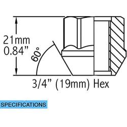 Wheel Accessories Parts Set of 20 Zinc Finish Open-end Acorn Bulge Lug Nuts Set 19mm (3/4'') Hex (M12x1.75)