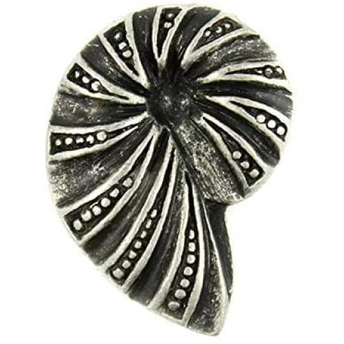 Bezelry 12 Pieces Ammonite Metal Shank Buttons 20mm X 14mm (Antique Silver)