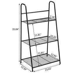 DOEWORKS 3 Tier Metal Plant Stand, Ladder-Shaped Storage Rack Stand Shelf,Shoe Organizer, Utility Storage for Indoor Outdoor Use, Black