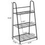 DOEWORKS 3 Tier Metal Plant Stand, Ladder-Shaped Storage Rack Stand Shelf,Shoe Organizer, Utility Storage for Indoor Outdoor Use, Black