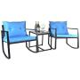 Grepatio 3 Piece Rocking Bistro Set, Modern Wicker Patio Furniture Sets, Outdoor Rattan Chair Conversation Sets with Coffee Table for Yard and Bistro (D: Brown and Blue)
