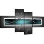 Wallfillers Teal White Grey Modern Abstract Canvas - Multi 4 Part - 62 Inches Wide - 4228